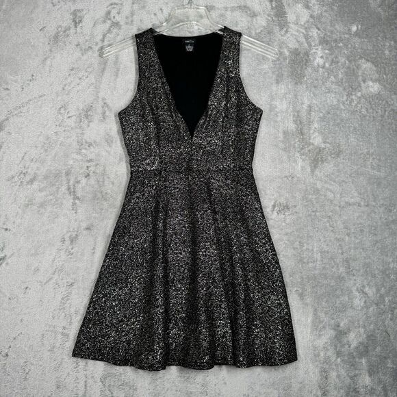Rue 21 Dress Women Small‎ Black Gold Glitter Skater Party Cocktails Going Out - Picture 2 of 7